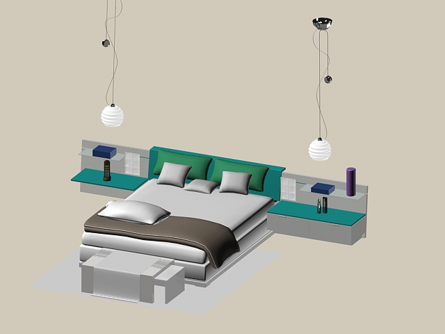 Modern bed sets 3d rendering