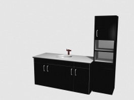 Kitchen cabinet	with countertop sink 3d model preview