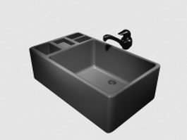 Kitchen basin countertop sink 3d model preview