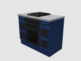 Kitchen stove cabinet 3d model preview