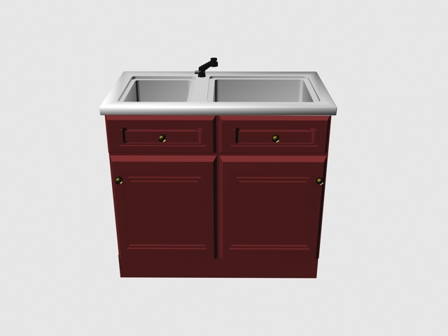 Kitchen sink cabinet 3d rendering