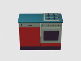 Kitchen cabinet with stove 3d model preview