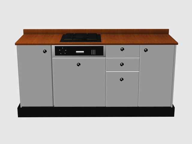 Modern cabinet design for stove 3d rendering