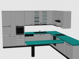 Modern kitchen cabinet design 3d model preview
