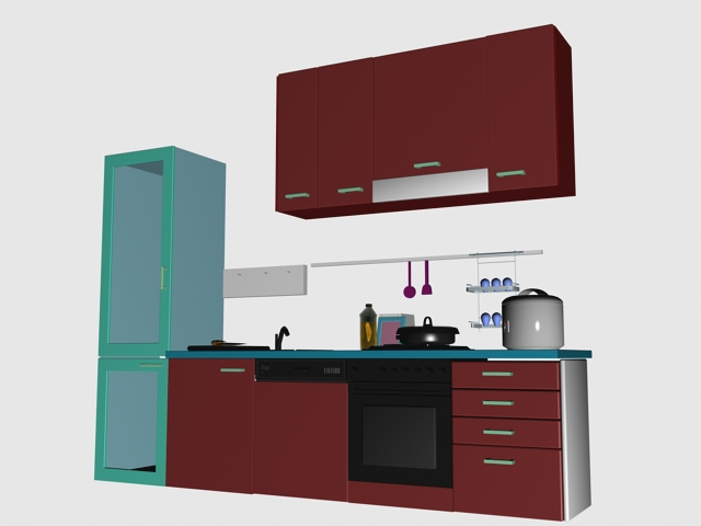 Standard kitchen cabinet 3d rendering