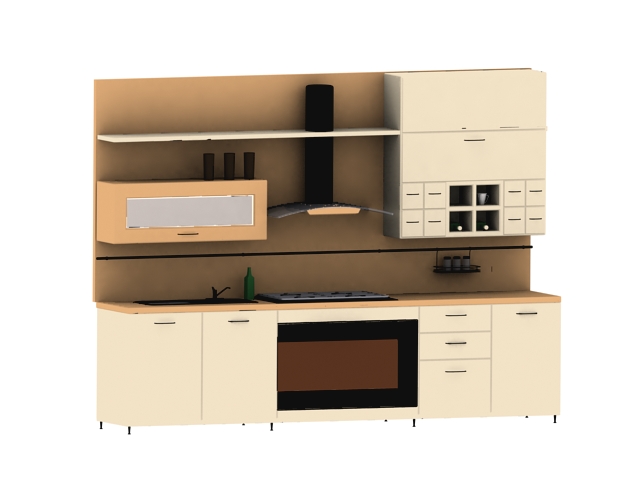 American midcentury kitchen 3d rendering
