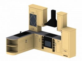 L-kitchen cabinet design 3d model preview