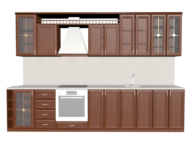 Traditional residential kitchen design 3d rendering