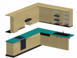 L kitchen cabinet 3d model preview