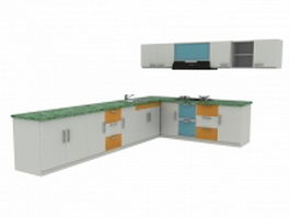 Minimalist kitchen cabinet design 3d model preview