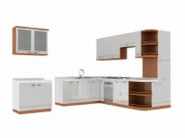 Elegant white kitchen design 3d model preview