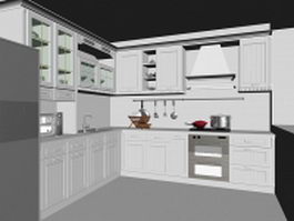 L kitchen layout design 3d model preview