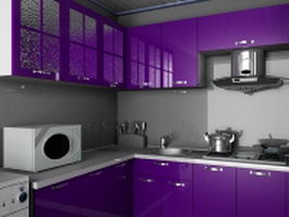 Violet kitchen design 3d model preview