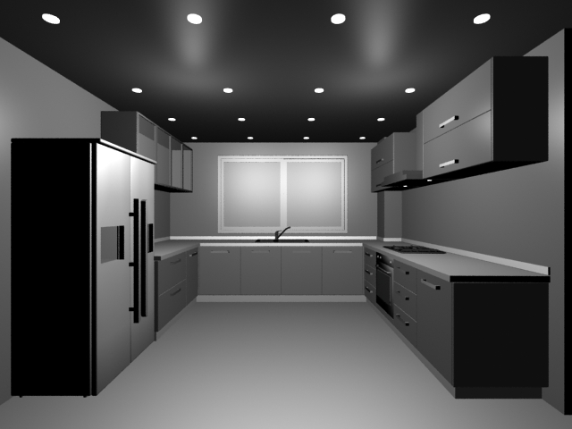 U kitchen design 3d rendering