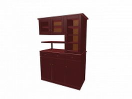 Red kitchen cupboard 3d preview