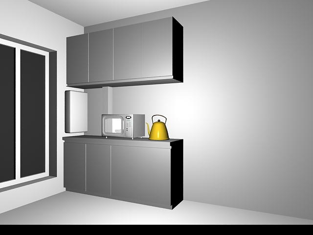 Small kitchen cabinet design 3d rendering