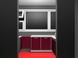 Small apartment kitchen design 3d model preview