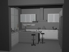 Modern kitchen design 3d model preview