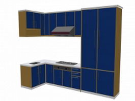 Blue kitchen cabinet 3d model preview