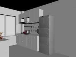 Small kitchen design 3d model preview