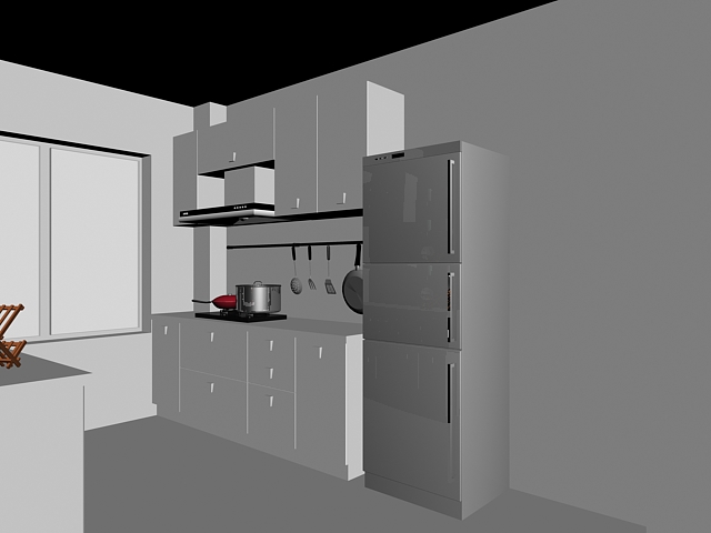 Small kitchen design 3d rendering