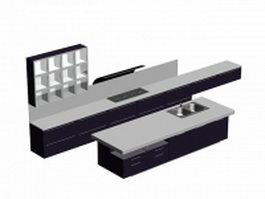Double line kitchen cabinet 3d model preview