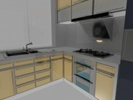 Modern corner kitchen design 3d model preview