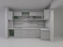 L-shaped kitchen cabinet 3d model preview