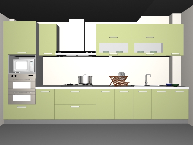 Single kitchen unit 3d rendering