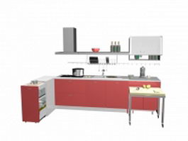 Small pink kitchen design 3d model preview