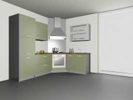 Corner kitchen design 3d model preview