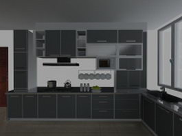 Gray kitchen design 3d model preview