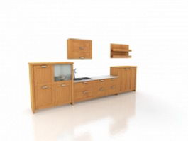 Wood kitchen cabinet 3d model preview