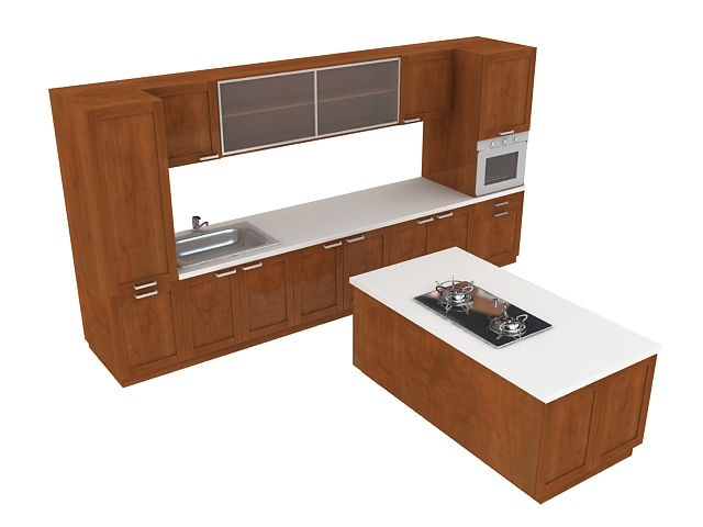 American open kitchen design 3d rendering