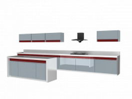 Open kitchen design 3d model preview