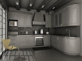 Small kitchen units design 3d model preview