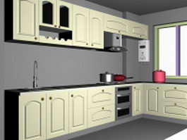 Green kitchen cabinets 3d model preview
