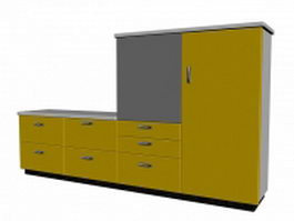 Yellow cupboard 3d model preview