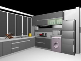 Gray kitchen cabinets 3d model preview
