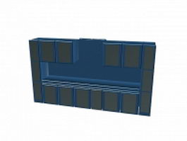 Blue kitchen wall cabinet 3d model preview
