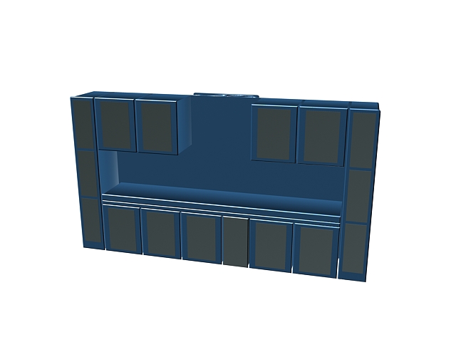 Blue kitchen wall cabinet 3d rendering