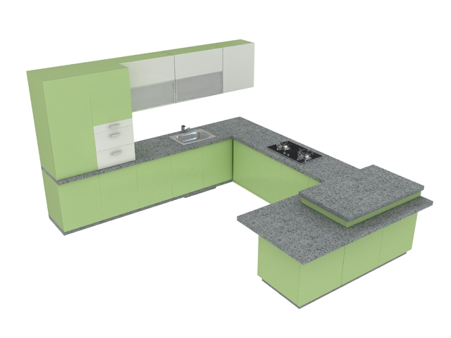 G kitchen design 3d rendering