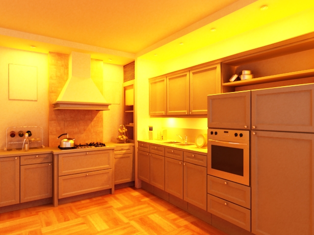 Luxury kitchen design 3d rendering