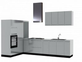 Modern kitchen layout design 3d model preview