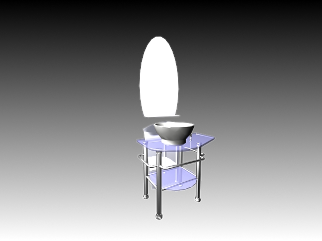 Blue glass vanity 3d rendering