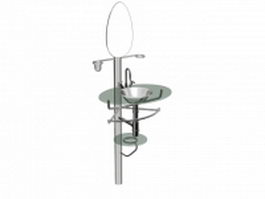 Stainless steel bathroom vanity rack 3d model preview