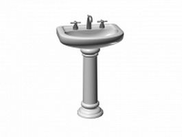 Ceramic pedestal basin 3d model preview