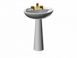 Pedestal sink basin 3d model preview