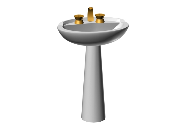 Pedestal sink basin 3d rendering