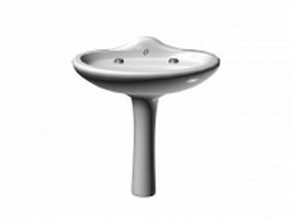 Ceramic wash basin with pedestal 3d preview